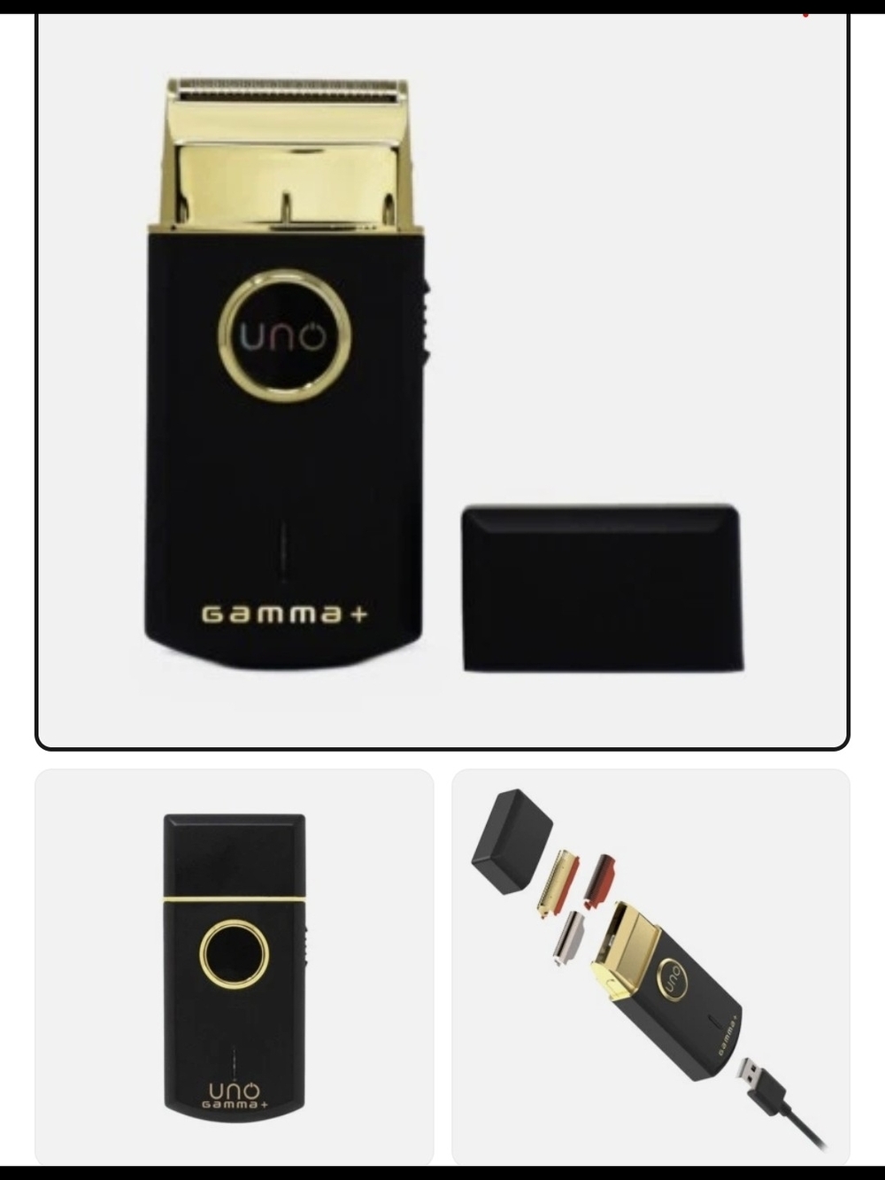 Gamma+ UNO Travel Electric Shaver - Black & Gold